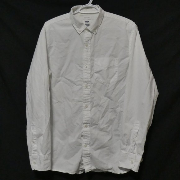 OLD NAVY | Slim Fit | large | 100% Cotton | Textured White Button-Up Dress Shirt - Picture 1 of 16